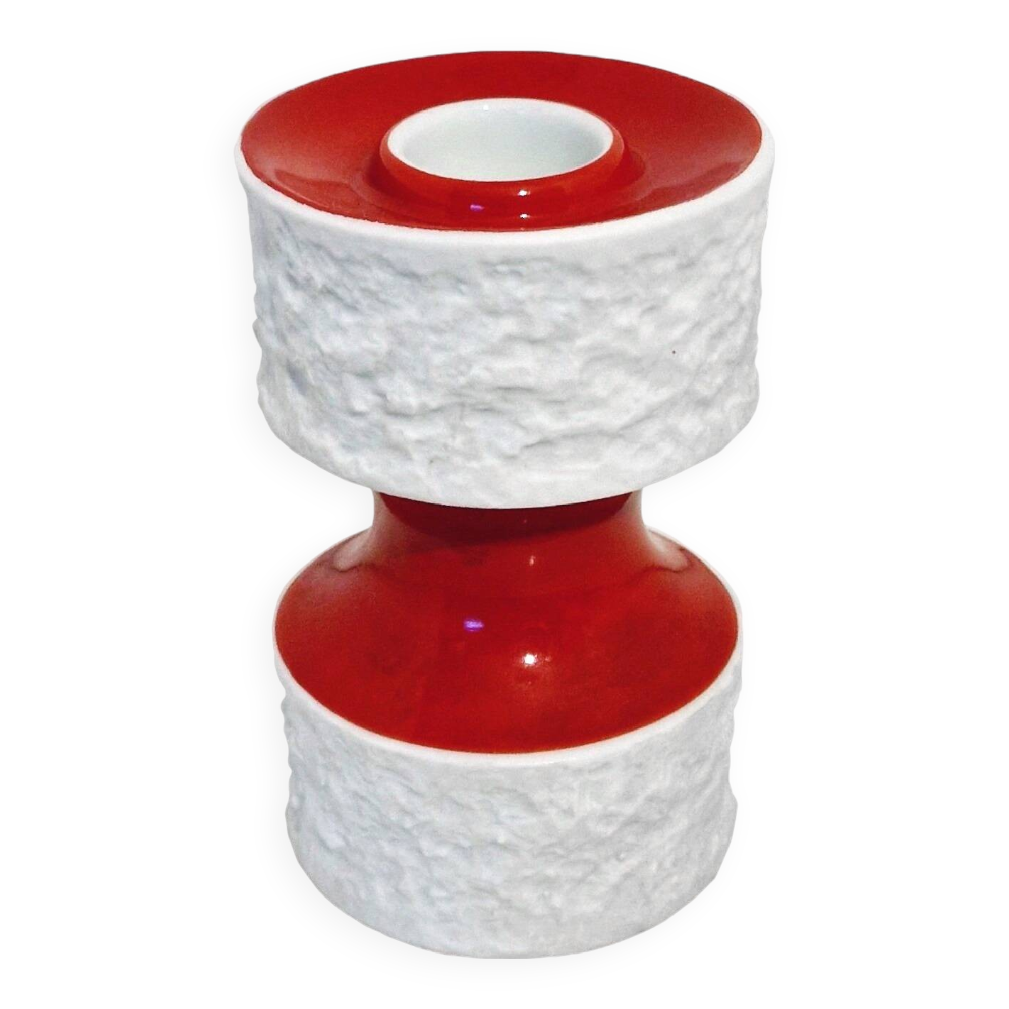 Vintage Candle Holder • Candlestick • Royal KPM • Porcelain • Biscuit • Op Art • Space Age • 1970