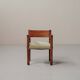 French modernist armchair in wood and green velvet, 1950s
