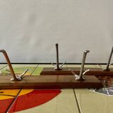 Pair of vintage wooden wall coat racks - double coat hook