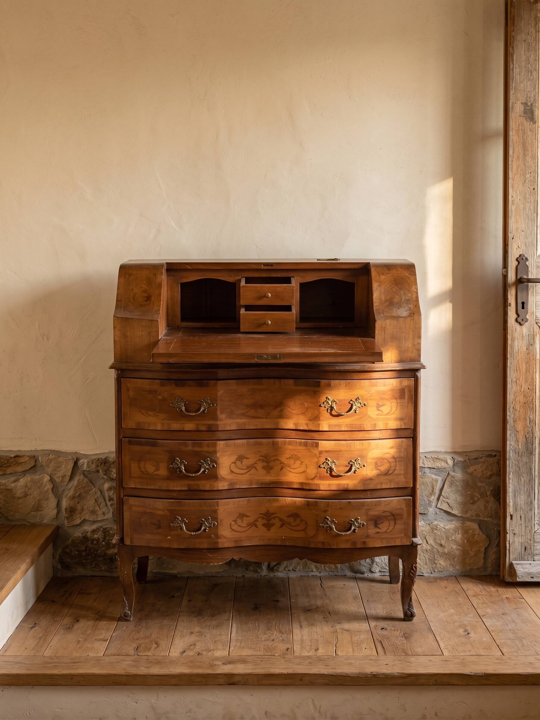 Wooden Desk with 5 Drawers