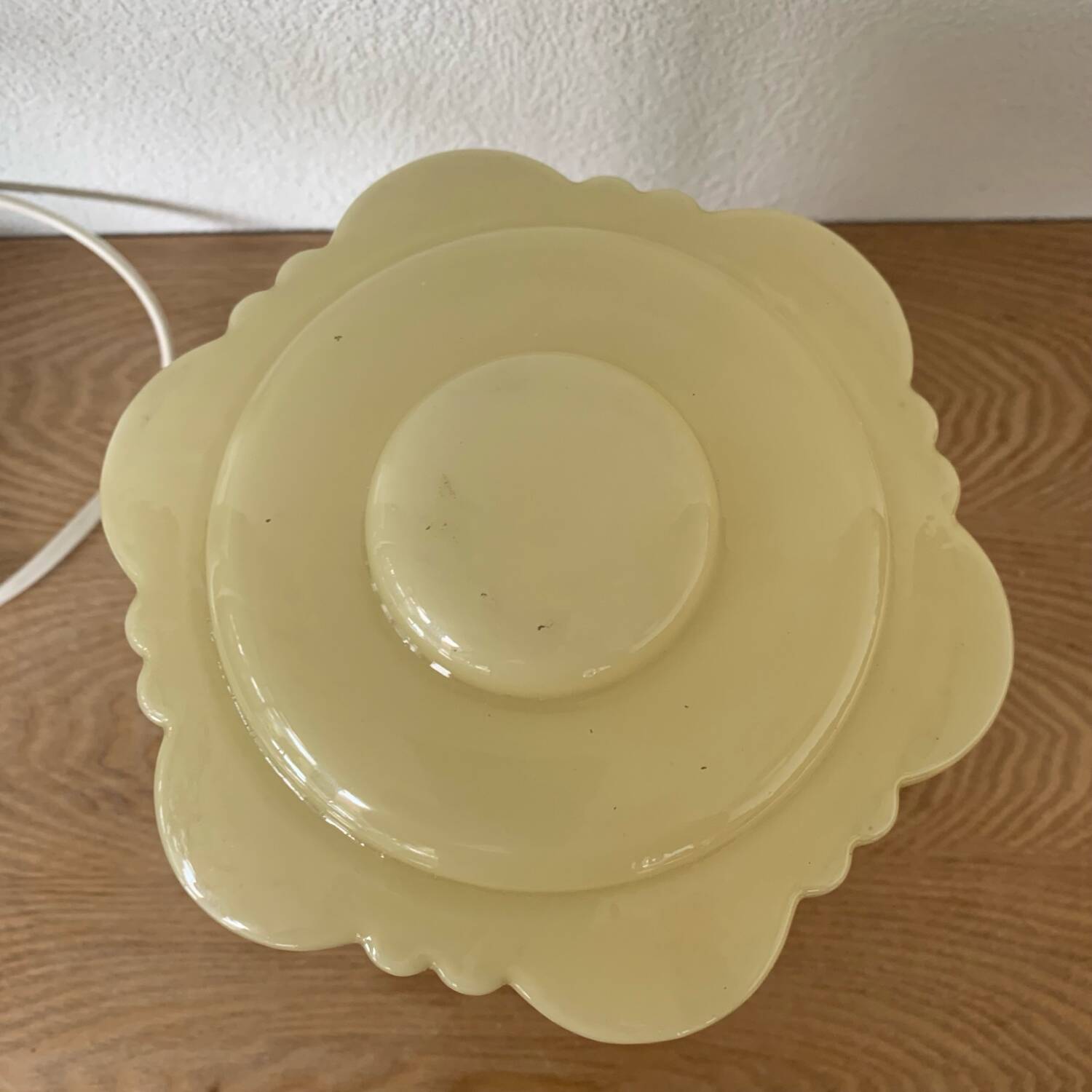 Table Lamp With Globe Thabur Yellow Straw Netherlands 30s-40s