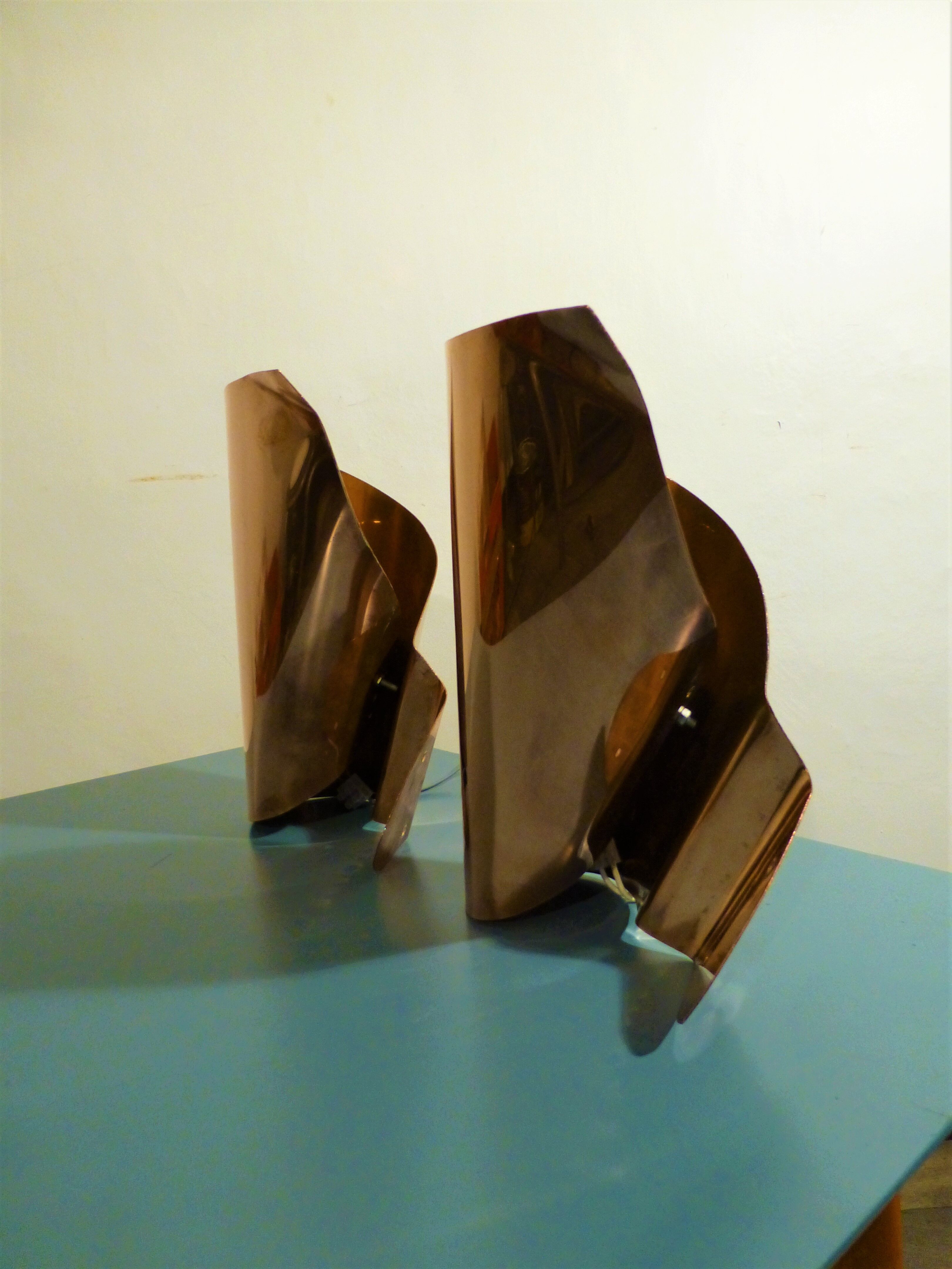 Pair of vintage brass wall lamps 1970