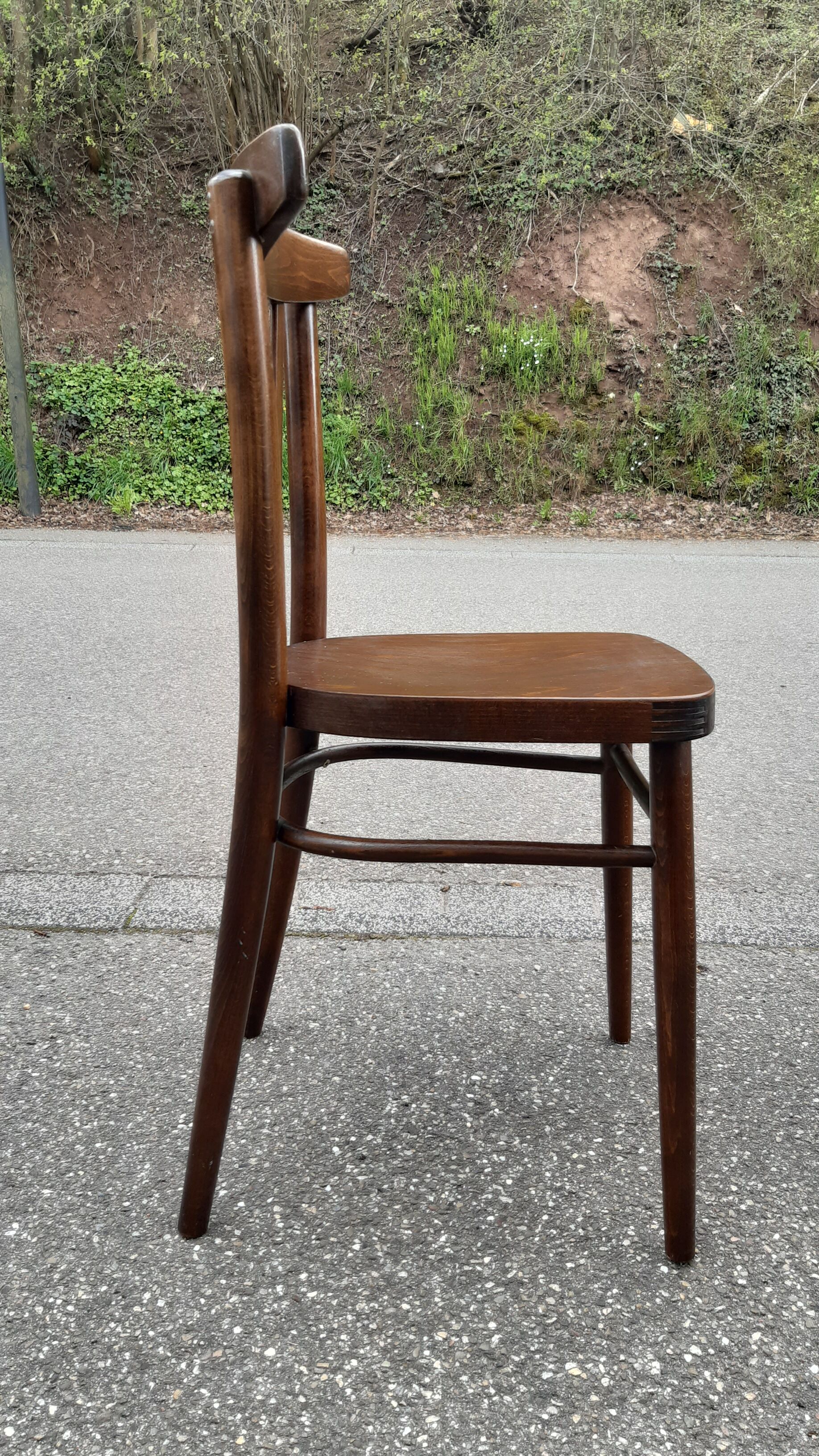 Curved wood bistro chairs edition Ton 1960