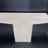 Console in honed travertine by Claude Berraldacci