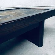 Brutalist Style Slate Tile Inlay Coffee Table, Belgium, 1970s
