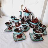 Impressionnant service à café français en céramique de Vallauris, design de style milieu du siècle