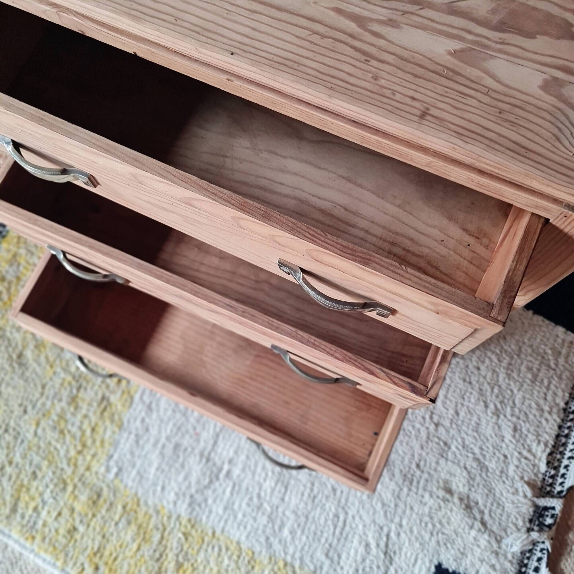 Antique pine chest of drawers, 3 drawers, raw wood