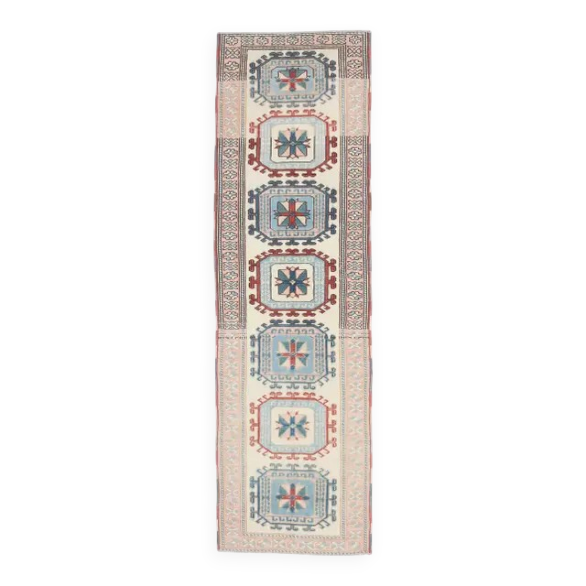 1970s Turkish Oushak Handmade Runner Rug 73x245