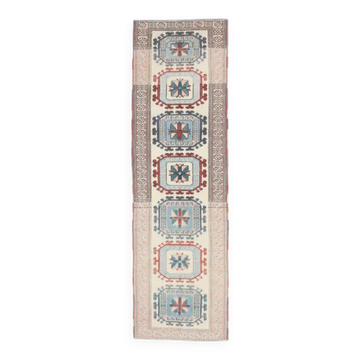Tapis couloir fait main Oushak turc des années 1970 73x245