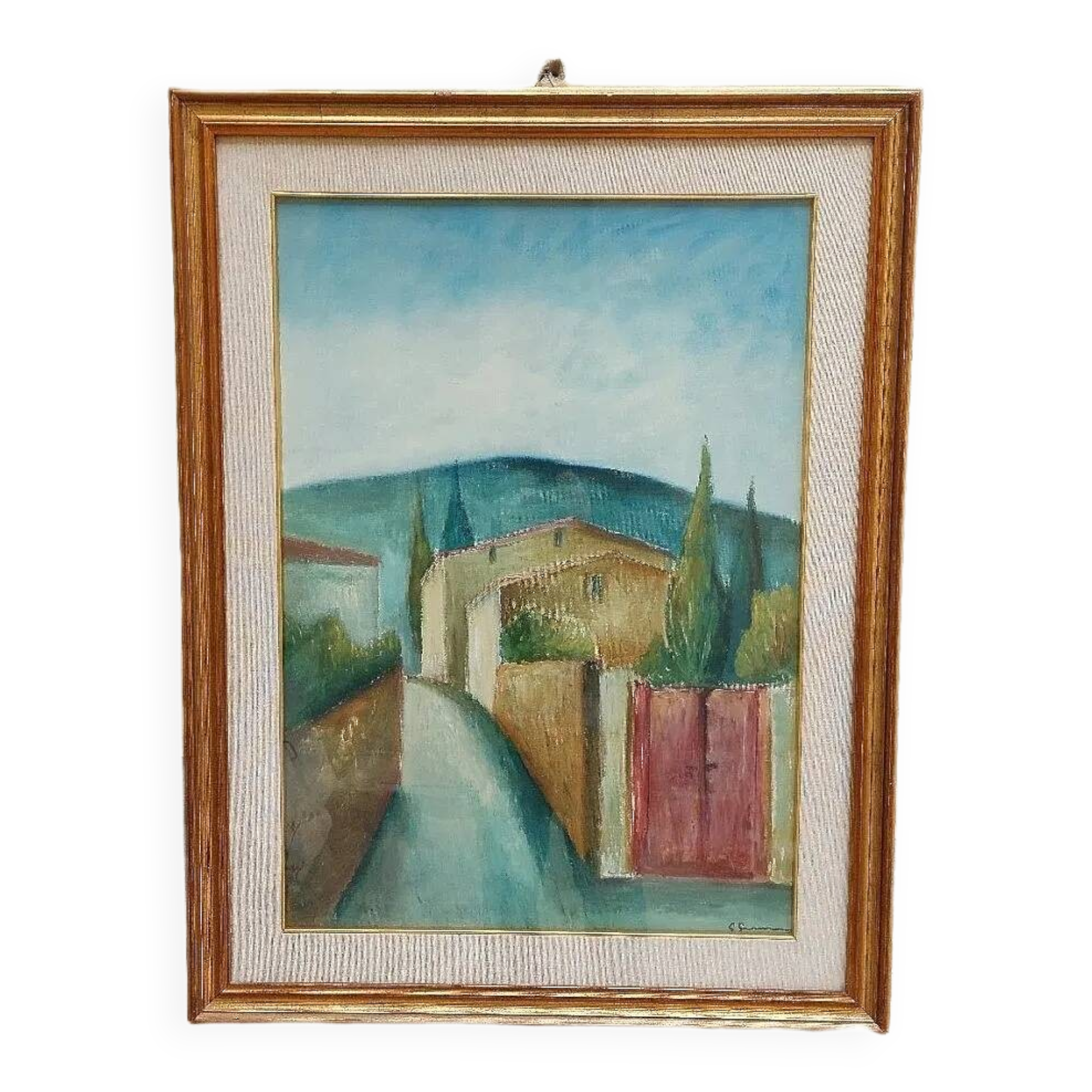 Paysage toscan, huile sur toile, fin du XXe siècle