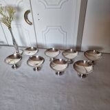 Set of 8 silver metal glasses for champagne or ice cream Mid Century Design