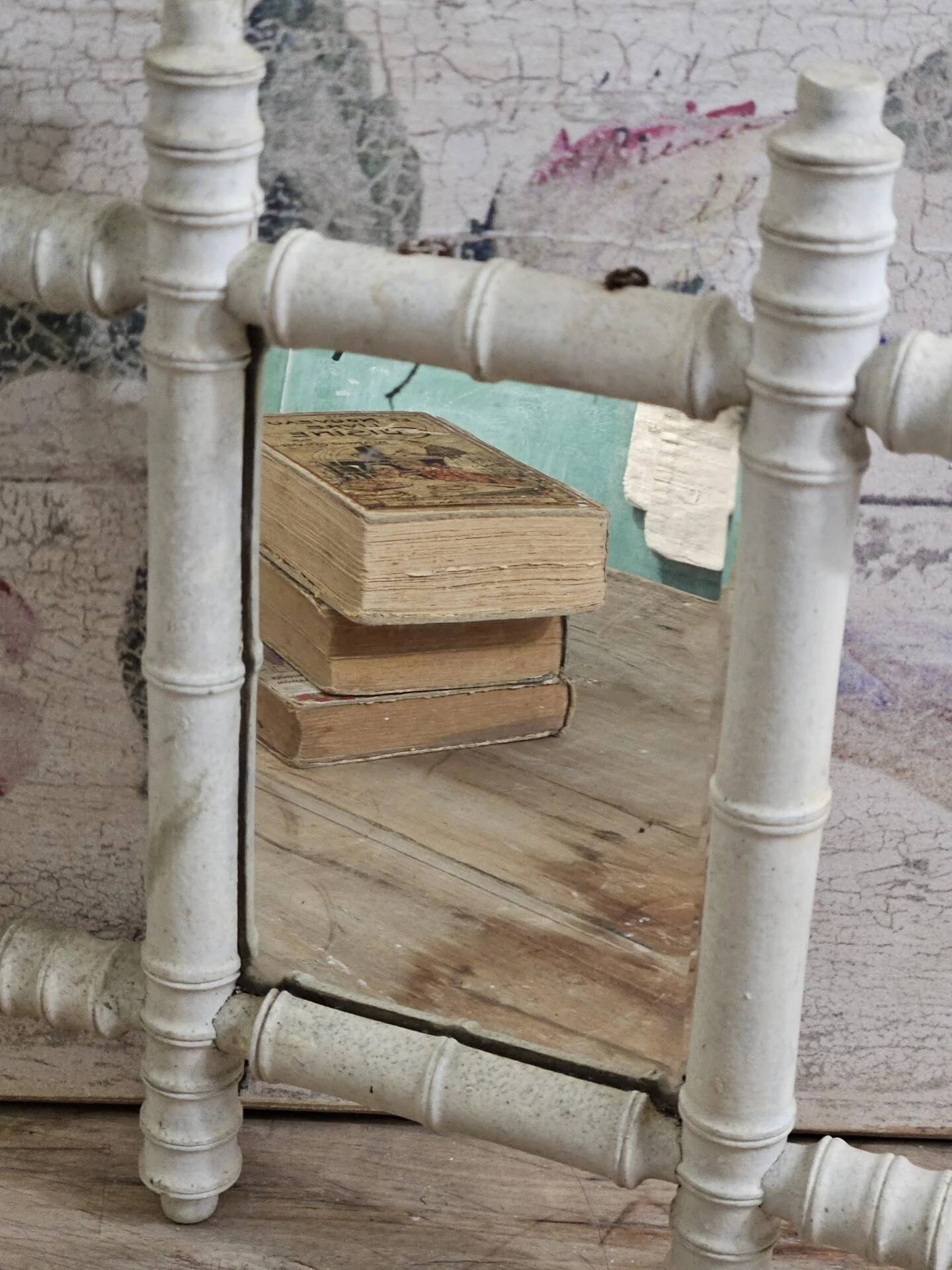 Antique mirror - Shabby bamboo mirror