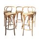 Set di 5 Sgabelli Thonet Style in Legno Curvato e Paglia di Vienna '70
