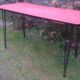 Vintage bistro table tray in red formica and black vermicelli pie eiffel metal.