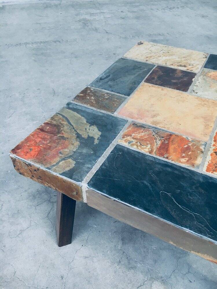 Brutalist Style Coffee Table in Slate Stone, 1970s