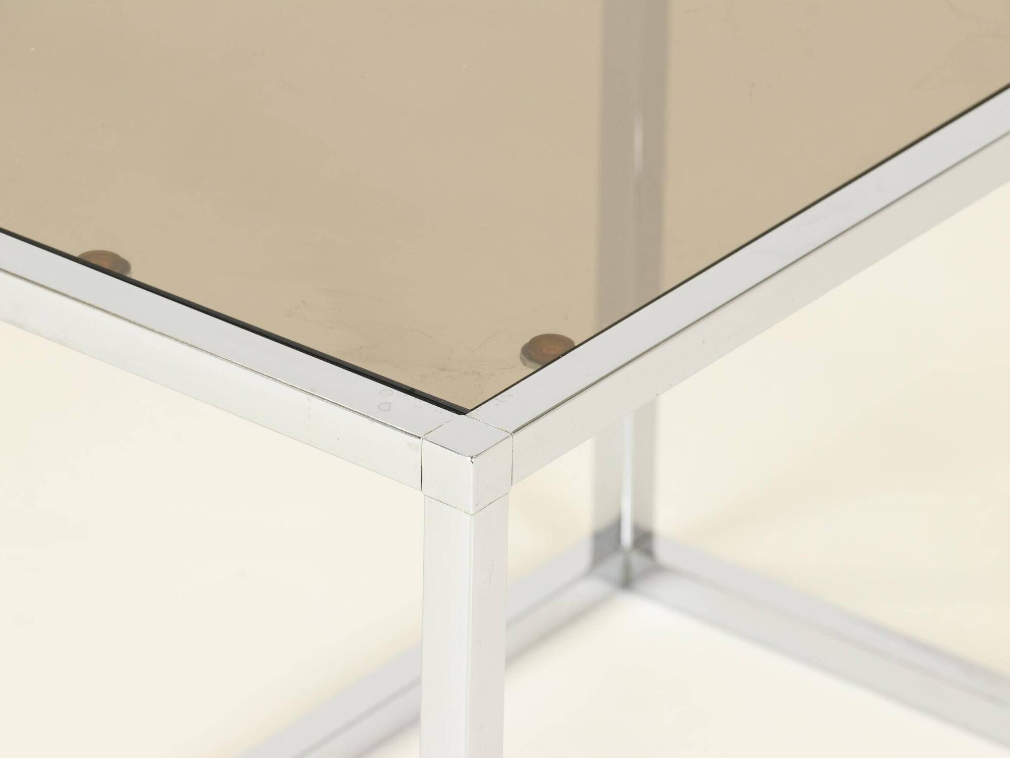 Coffee or Side Table in Chroom & Smoked Glass by Belgo Chrom, Belgium,1970s