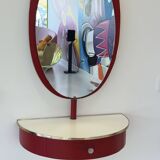 Red and white dressing table