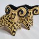 Two stylized rams in glazed ceramic, vintage, Kasakhstan