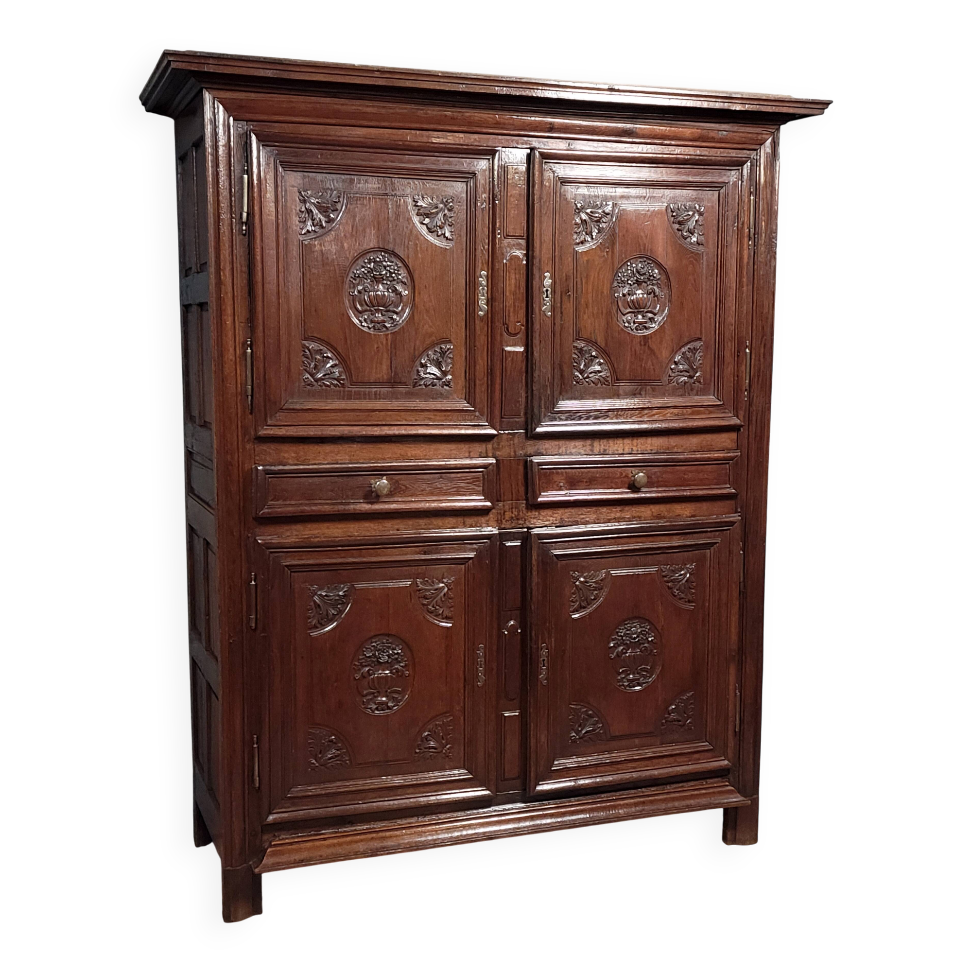 Louis XIII period four-door buffet in solid oak