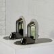 Pair of vintage stainless steel and glass wall lights