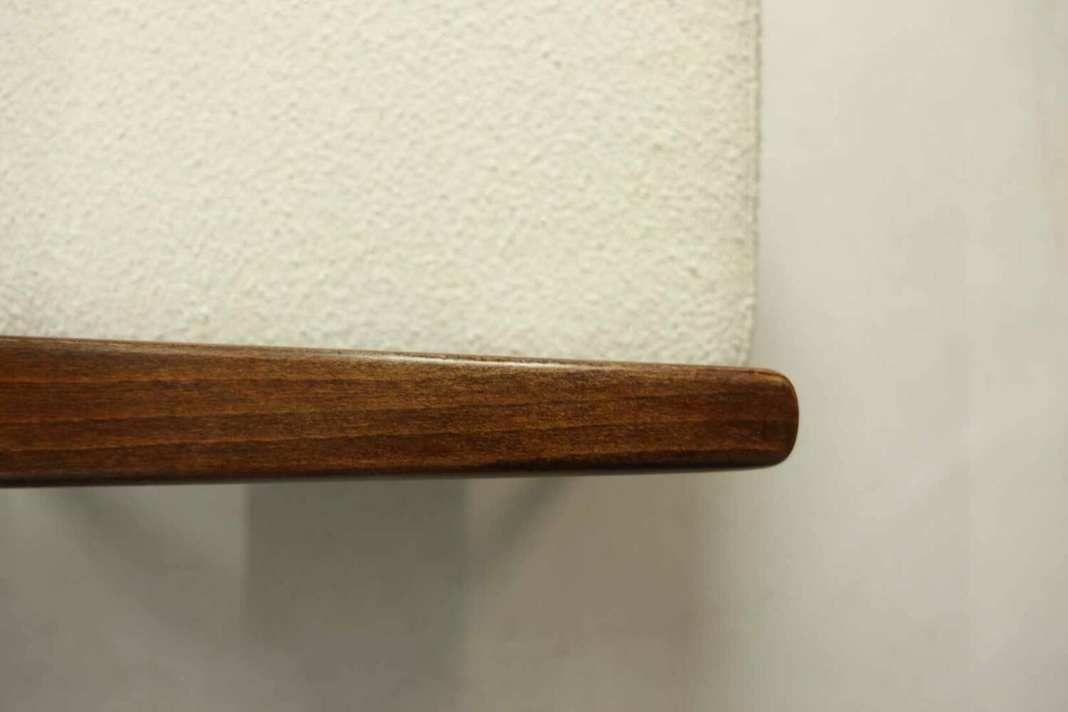 Vintage Armchair Lounge chair White Bouclette Wooden Armchair Mid Century Modern