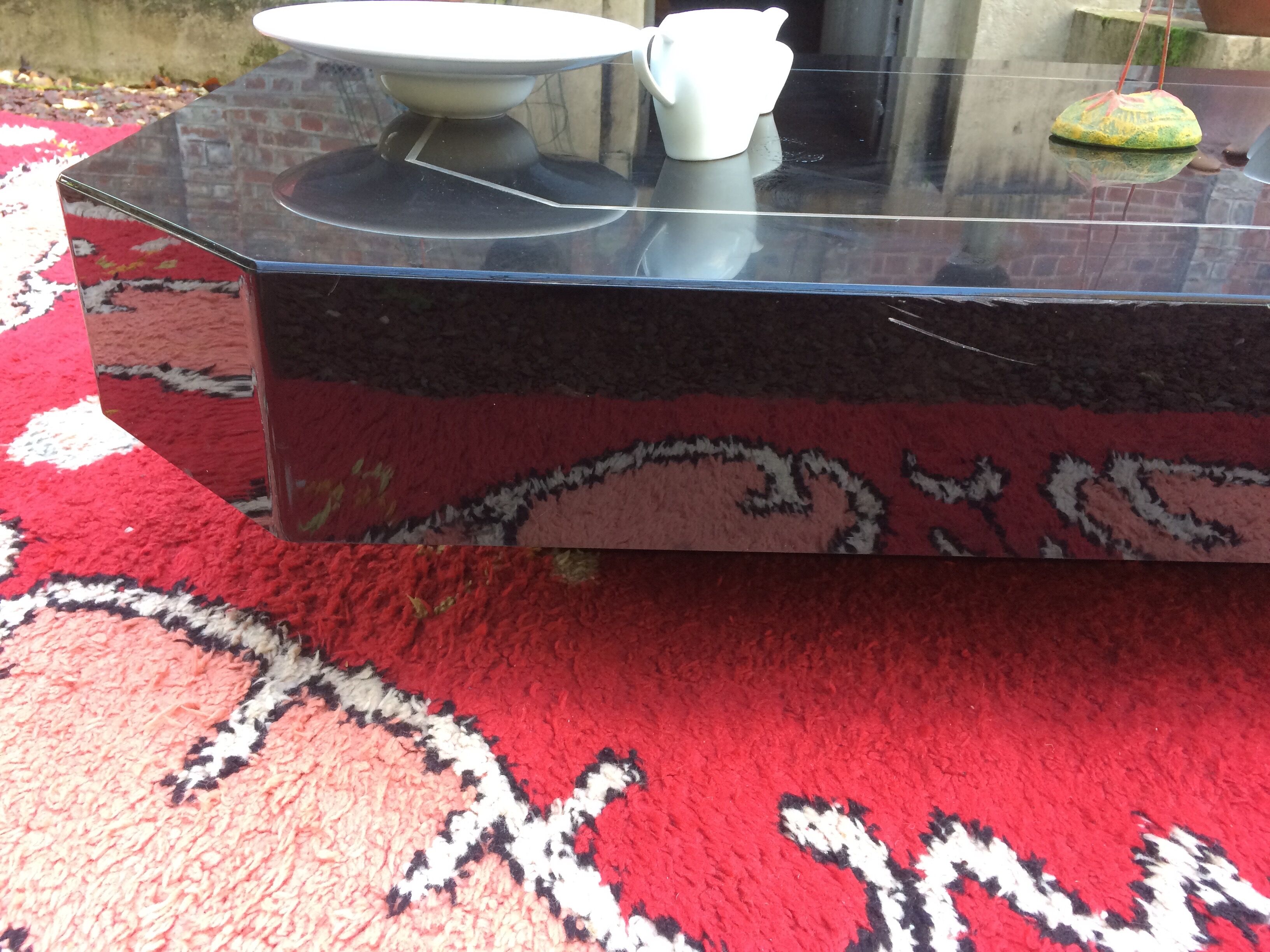 Black laqué wood coffee table - Japanese-style - Roche Bobois