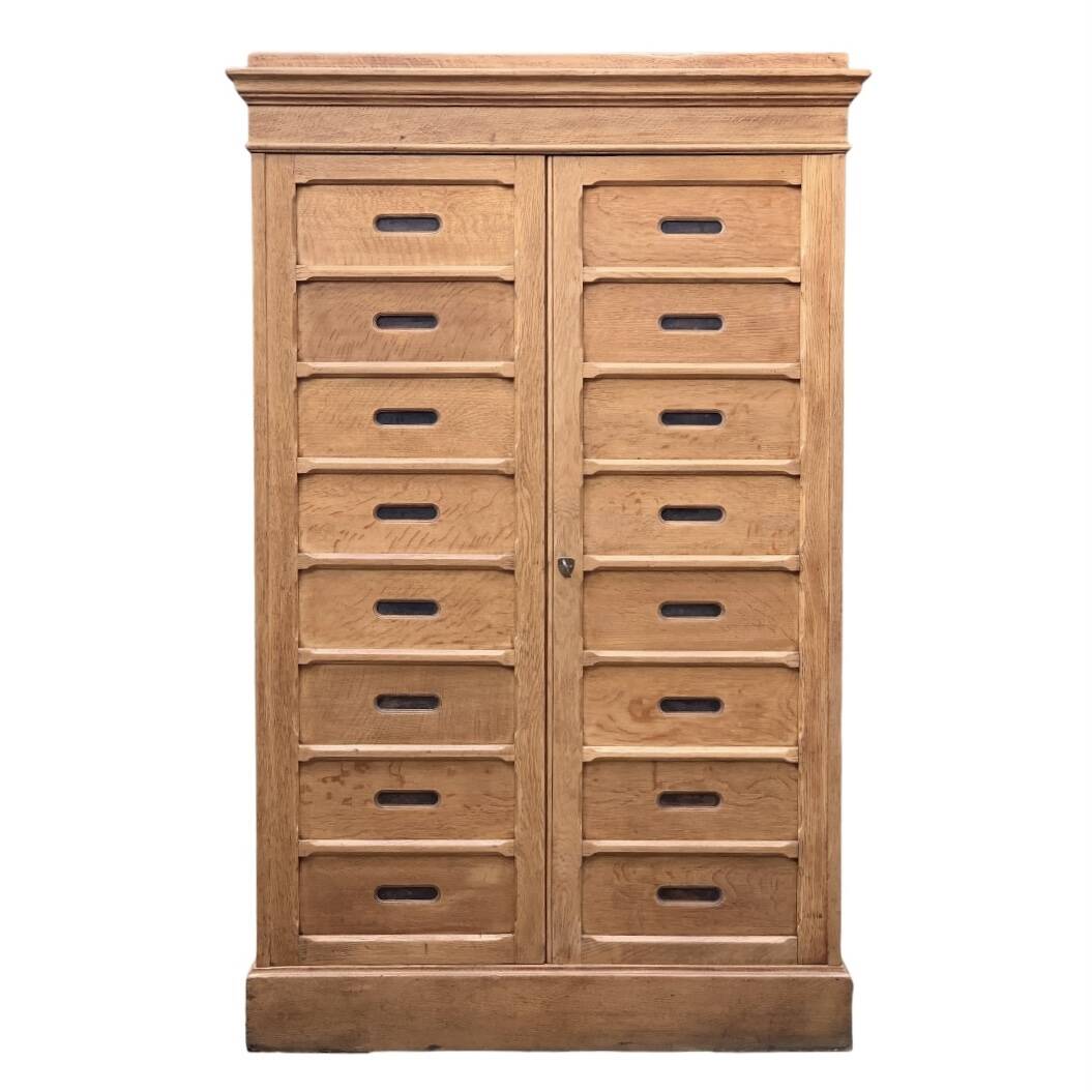 Solid raw oak notary cabinet, 1920
