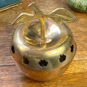 Bonbonnière, in the shape of an apple, made of brass.