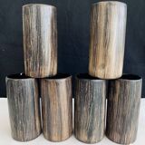 Six terracotta glasses, matt and glazed