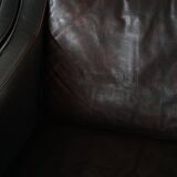 Mogens Hansen, 2-seater canapé mid-century, patinated black leather, 1970s.