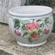 White glazed ceramic pot cover slurry vintage fruit