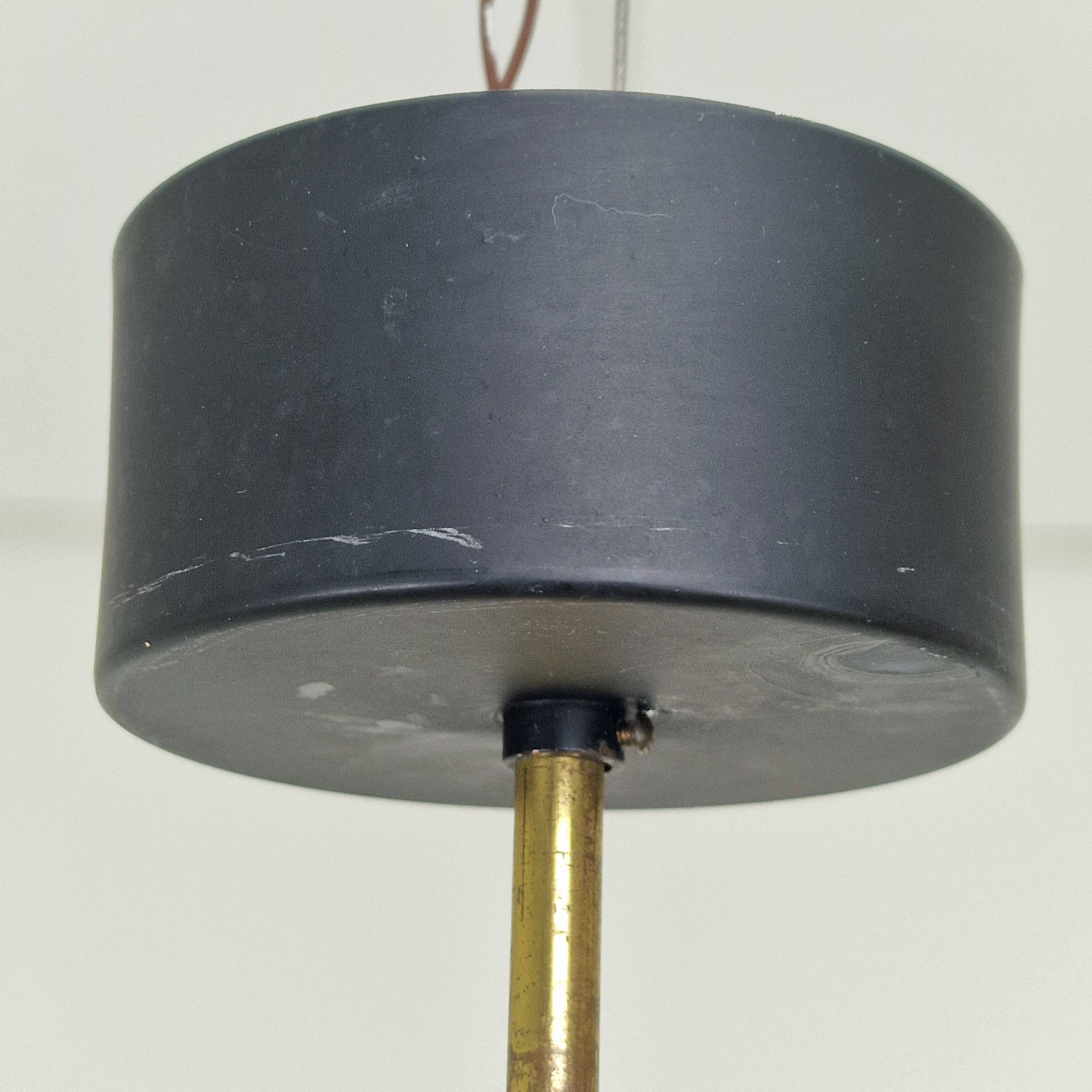 Mid-Century Modern Stilnovo Style Opaline Glass Pendant Light, 1950s/1960s