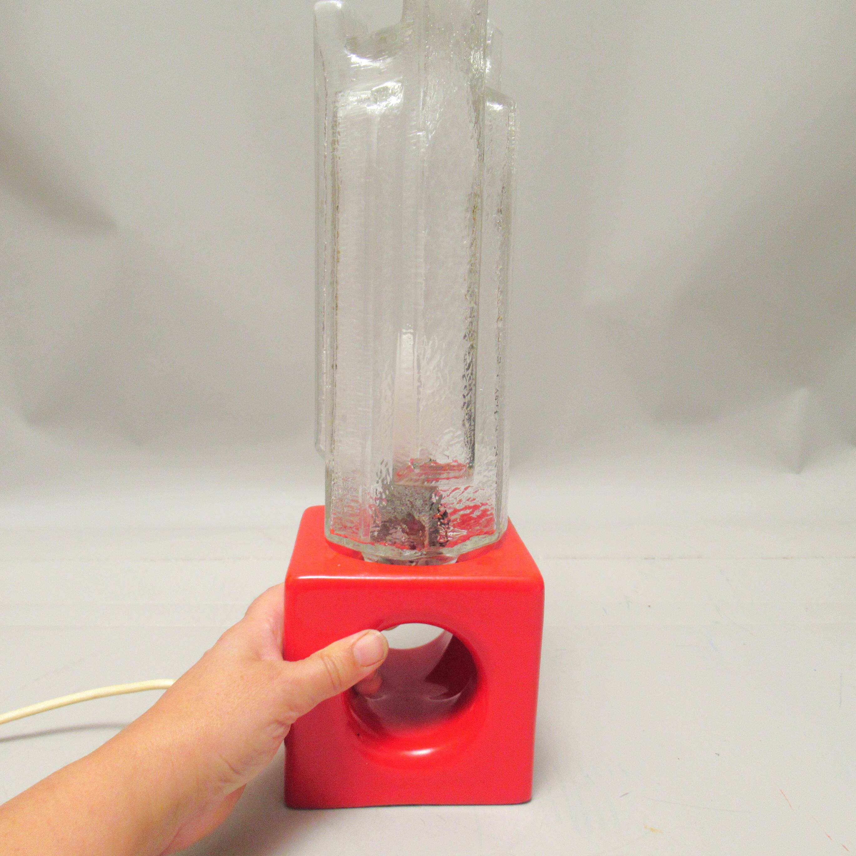 Vintage ceramic and glass lamp from the 1960s.