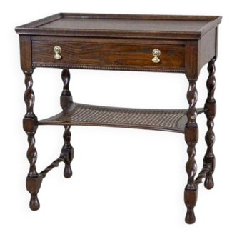 Oak Side Table in Dark Brown, 1930s
