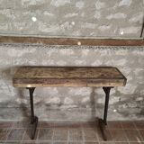 Oak and cast iron console, unique piece.