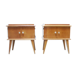 Pair of vintage wooden bedside tables