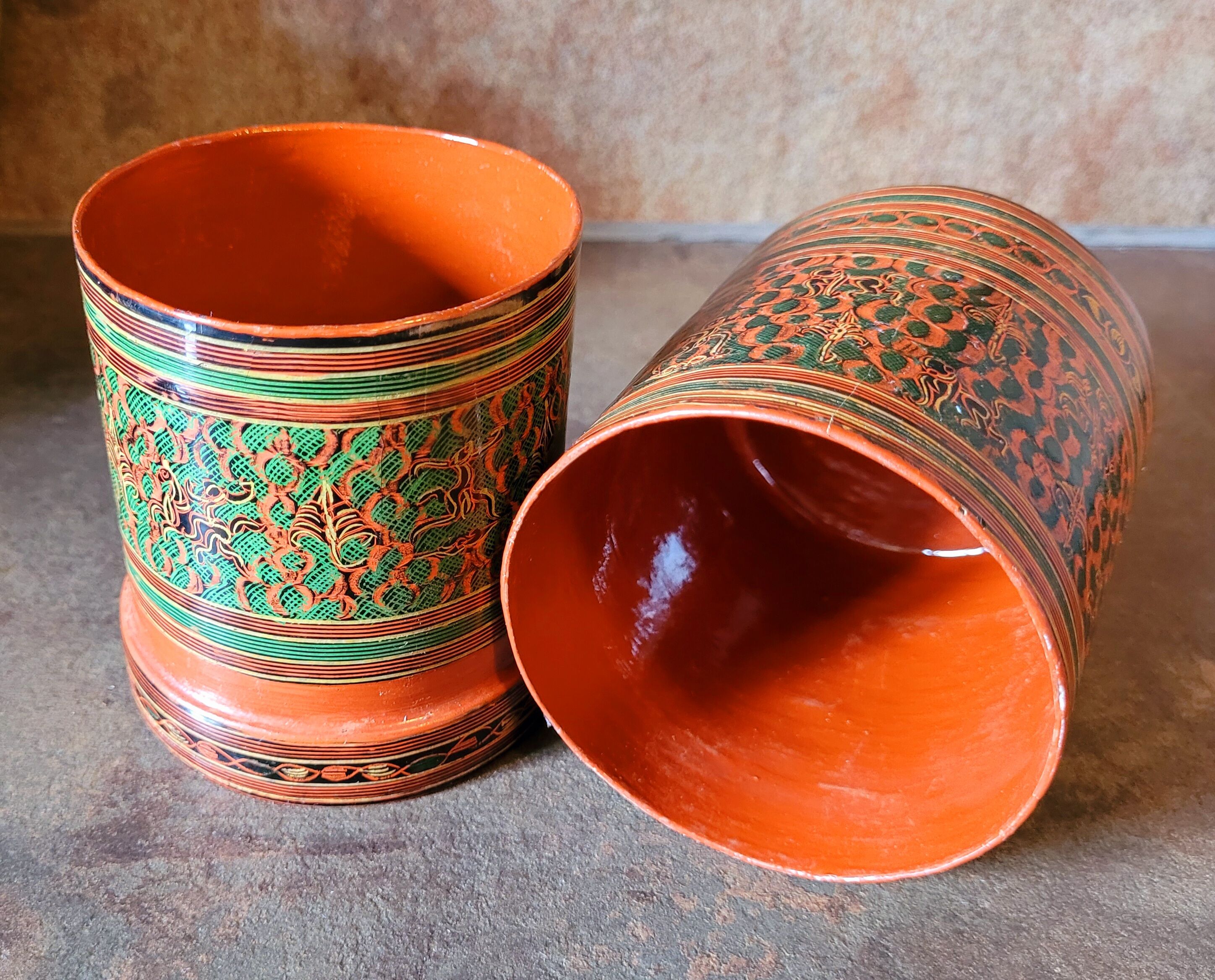 Old vintage lacquer box Asia Burma China