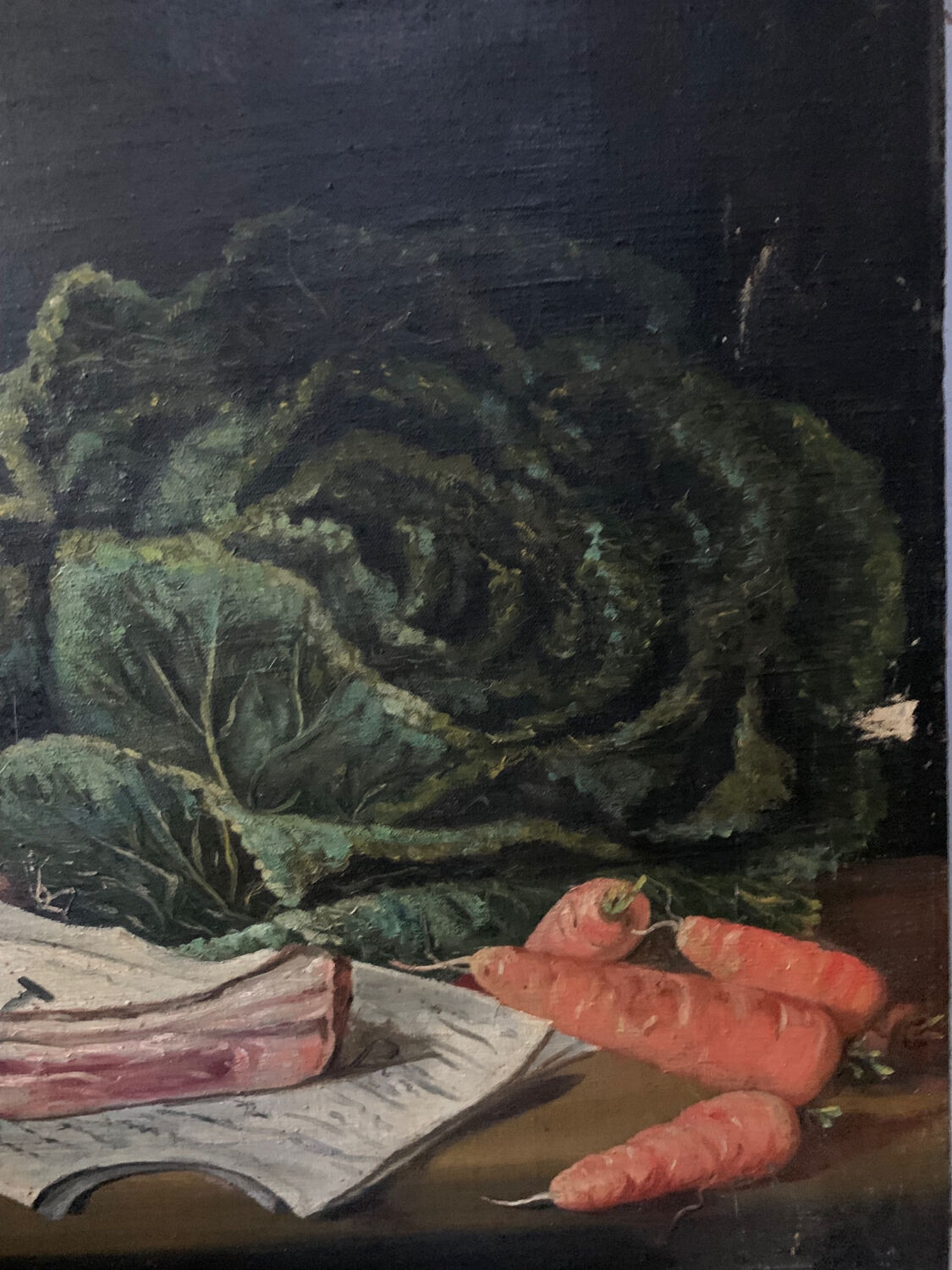 Still life with cabbage old painting