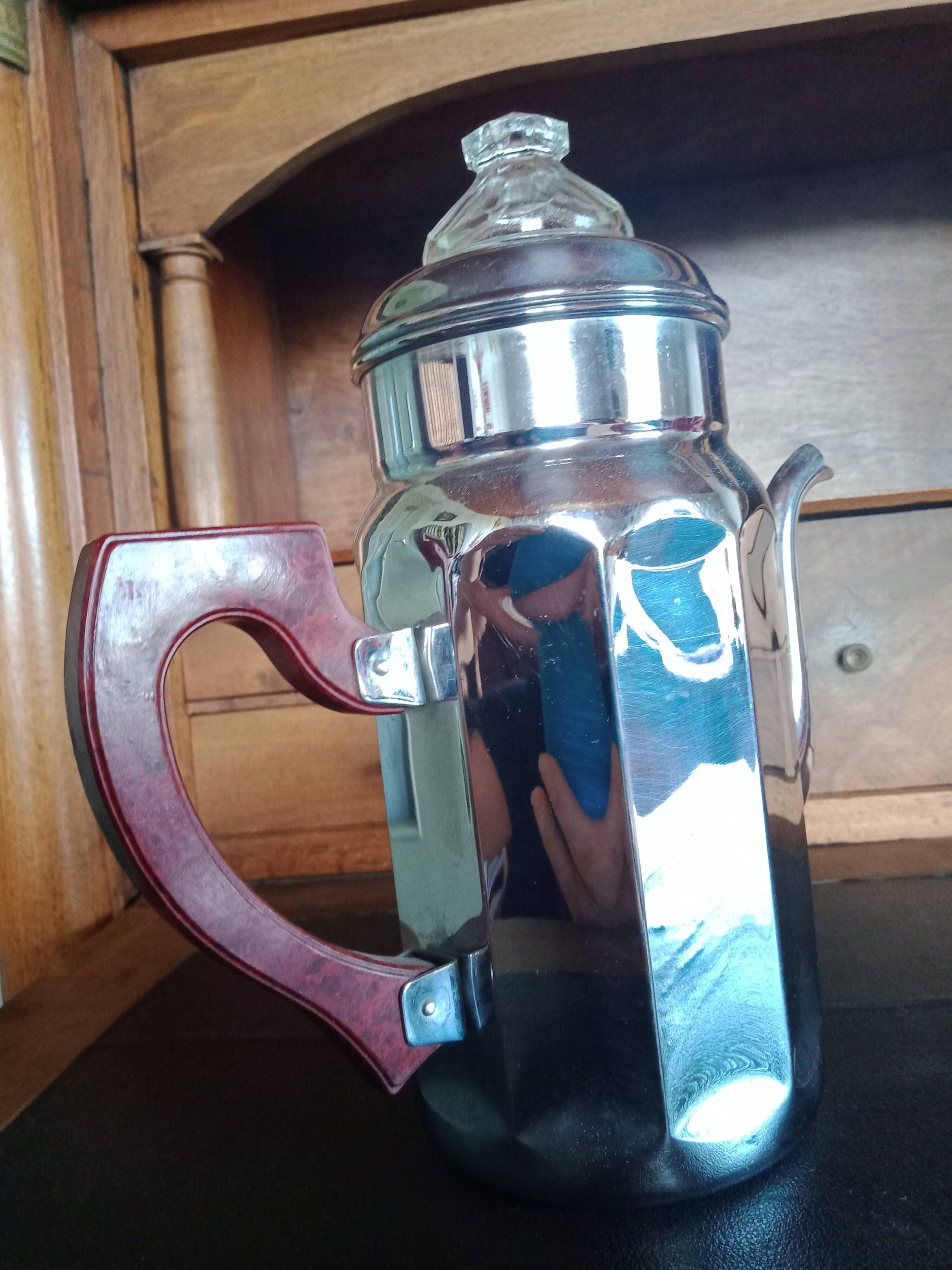 Vintage coffee jug - ADB copper chrome deposited French manufacture - bakelite handle