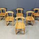 Vintage pine wood dining chairs - 1980s - set of 6