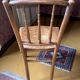 Old wooden bistro chair – decorated seat – rustic furniture