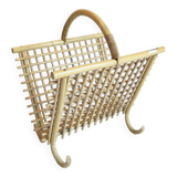 Bamboo and rattan magazine rack from the 70s