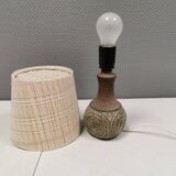 Beautiful ceramic table lamp with original shade, designed by Chris Haslev for Jeti ceramics Denmark