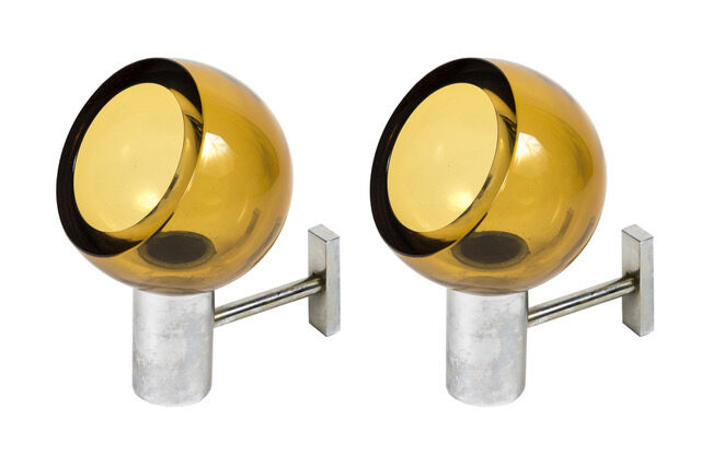 Wall lamps in chromed metal and glass by Archimède Séguso