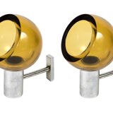Wall lamps in chromed metal and glass by Archimède Séguso