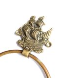 Brass hook decorated with a towel boat, 70s
