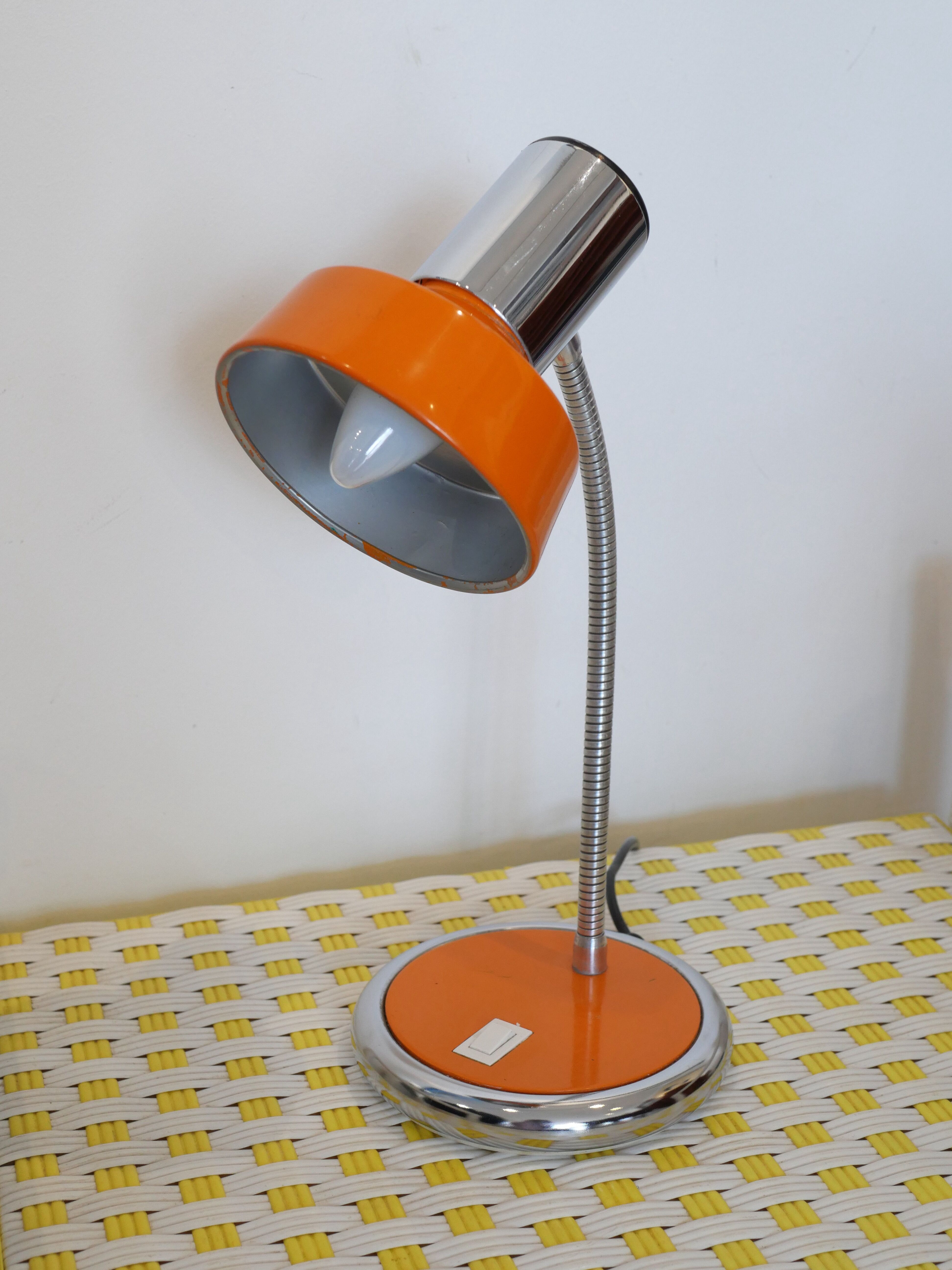 1970s orange metal desk lamp