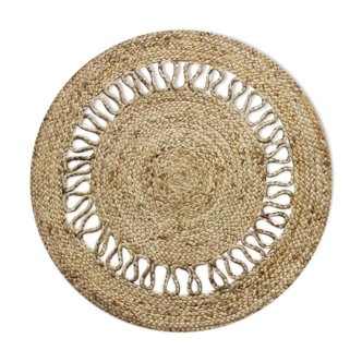 Round jute carpet wave 70 cm