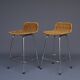 Chromed steel and rattan bar stools from Rohé Noordwolde, 1960s, Set of 2