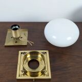Set of 3 vintage wall lights – brass and opal glass (70s design)